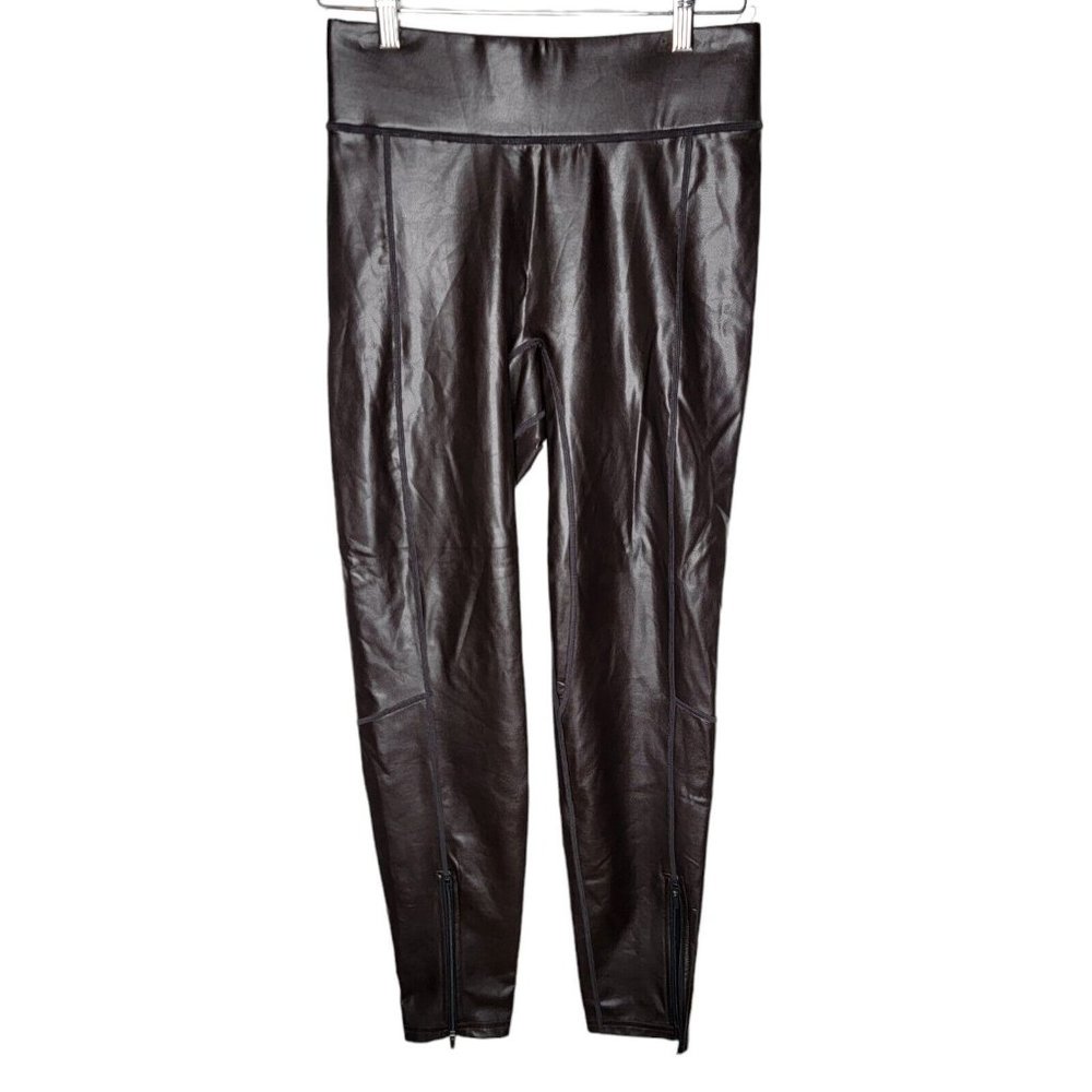 A.L.C Size 6 Brown Faux Leather Leggings Zipper Ankle Women's Leggings‎